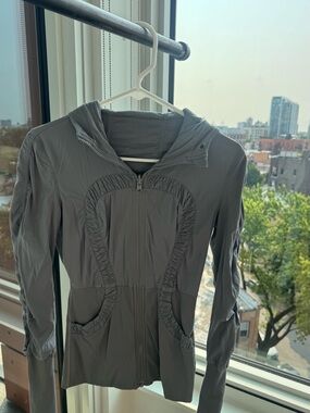 lululemon athletica Gray Hooded Bomber Jacket